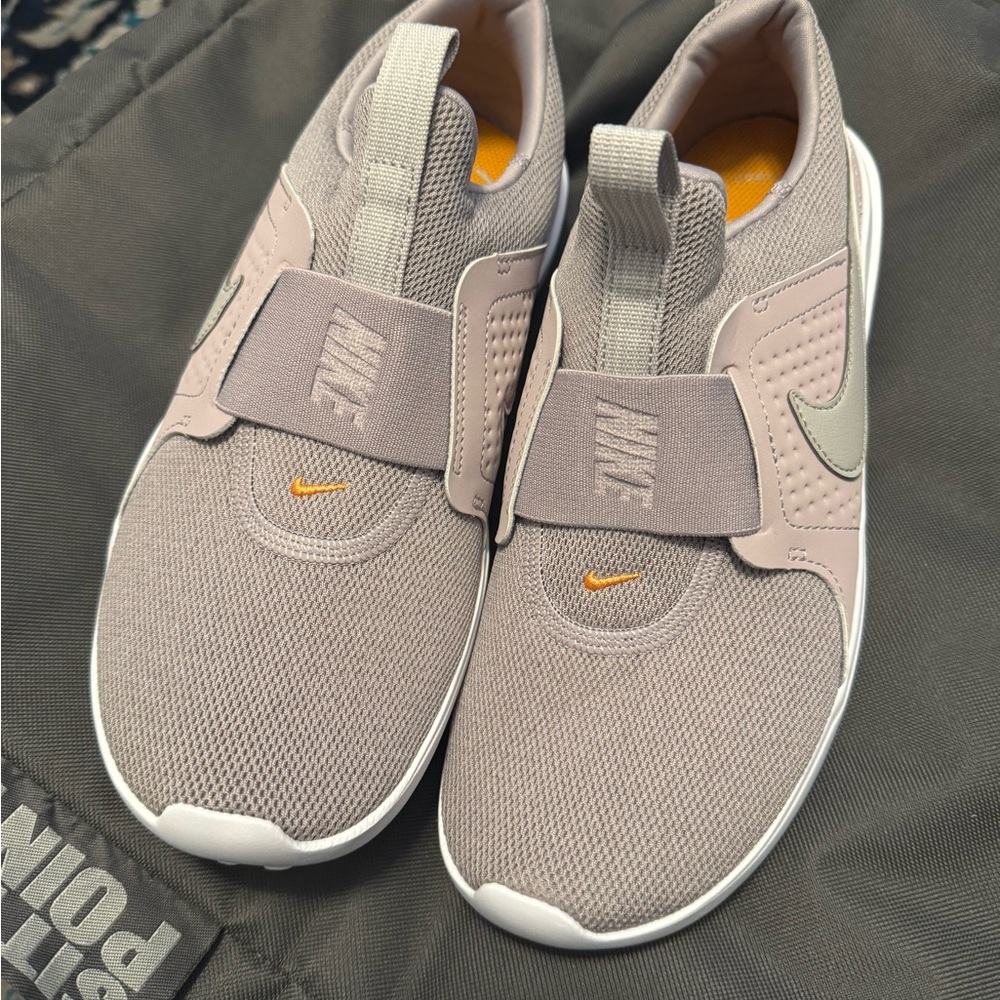Nike Women's Gray and Orange Slip-On Sneakers